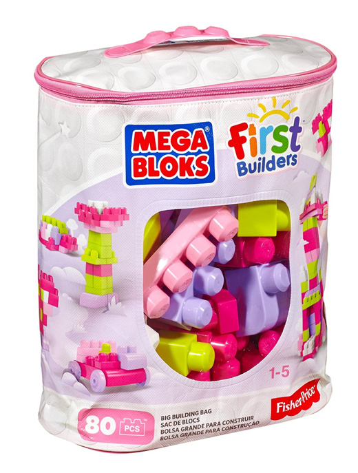 mega bloks big building bag pink 80 piece