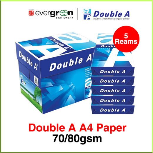 [Carton Sales 5 Reams] Double A A4 / 80GSM / 70GSM Papers