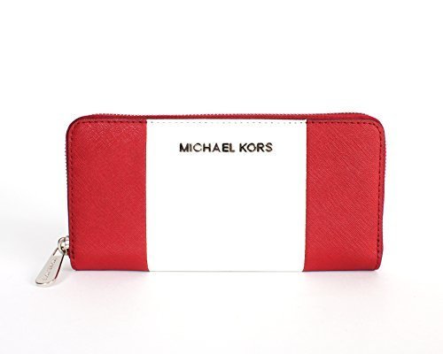 michael kors red and white striped tote