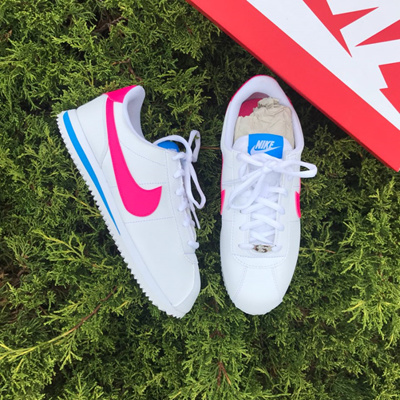 nike cortez white and blue