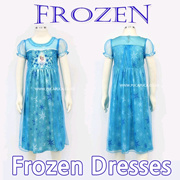 ★2014 BIG SALE★Frozen Elsa Dress Little Girls Chiffon Cool Shirt Top /  Kids Children Girl Costume /Pretty Girl Sweet Summer Dress