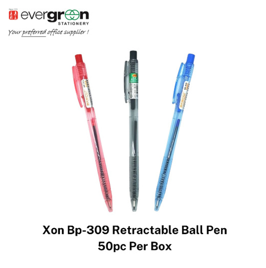 [SG] Xon Bp-309 0.7mm Retractable Click Ball-Point Pen 50pc Per Box [Evergreen Stationery]