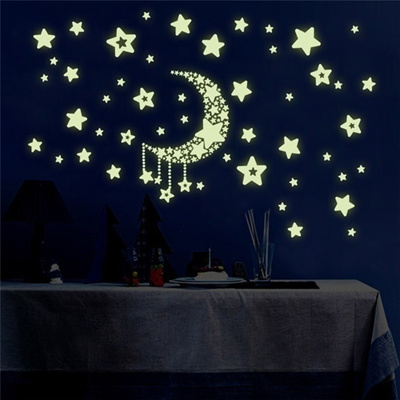 Fashion Wall Ceiling Stickers Glow In The Dark Stars And Moon Home Decal Baby Kids Bedroom Decor