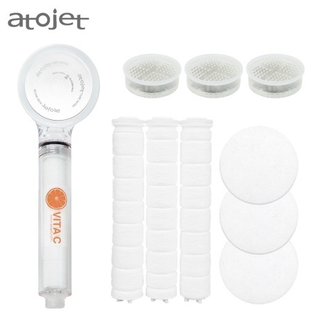[8-month package] 1 Atojet Vita C shower + 1 pack of filters + Vita Ball 3 / rust, chlorine removal, skin care / event