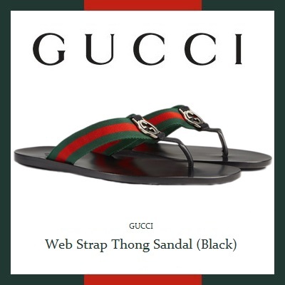 Gucci Web Strap Thong Sandal (Black 