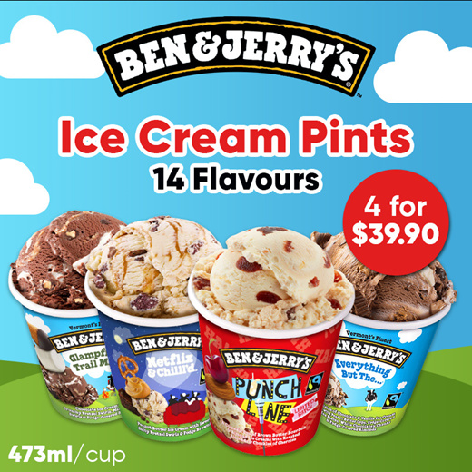 Qoo10 - Ben and Jerry - 4 for $44.90 All popular Flavors $11.22 per ...