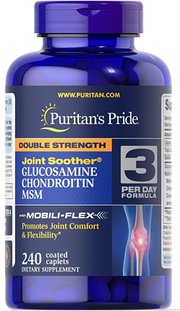 Puritans Puritan Pride Double Strength Joint Soother Glucosamine Chondroitin MSM 240 Coated Caplets