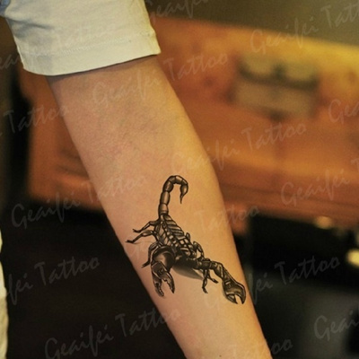 3d Scorpion Tato Leher Pergelangan Kaki Lengan Sementara Waterproof Tatoo Pria Wanita