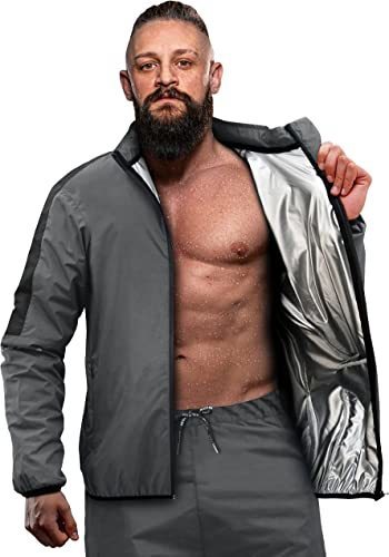 Junlan Sauna Suit for Men Sweat Sauna Jacket Zipper Sauna Shirt
