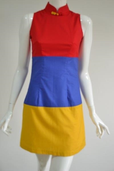 red yellow blue dress