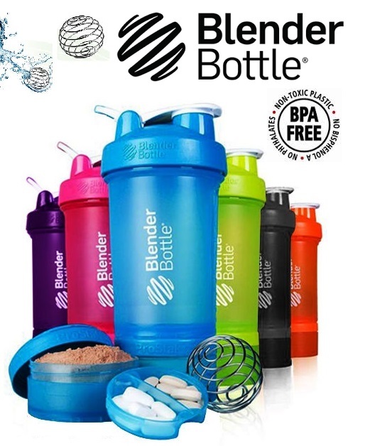 BlenderBottle ProStak 22 oz Bottle with 6 Piece Twist N Lock Storage Set Black