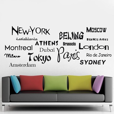 Qoo10 New York London Paris Vinyl Wall Sticker Quote World City