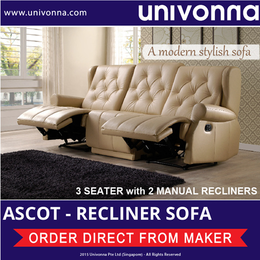 Quube Ascot Recliner Sofas Furniture, 3 Seater Recliner Leather Sofa Singapore