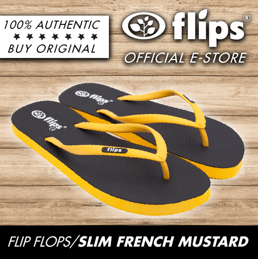 mustard flip flops