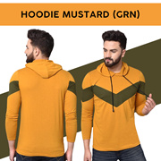 Attitude Jeans Mustard Yellow Cotton Hoodie Full Sleeves Sweatshirt For Men s