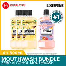 [Bundle 3+1] Listerine Limited Edition Mouthwash Pomelo and Passionfruit 500ml  Sakura Peach 500ml