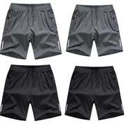 [1+1+1+1] 4 pairs of summer mens shorts quick-drying ice silk sports leisure cool loose large size outer wear thin shorts beach pants (one size 50-85KG can wear elastic waist)