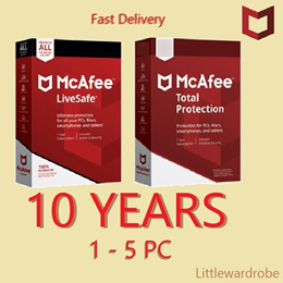 [Global] GENUINE MCAFEE TOTAL PROTECTION / LIVESAFE (10 YEARS) 2024 FOR WINDOWS ONLY