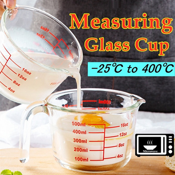 600ml Glass Measuring Cups Jugs with Glass Lid Large Measuring Pitcher  Beaker Measured Mug Measure Liquid Milk Glass Cup Clear Scale with Spout