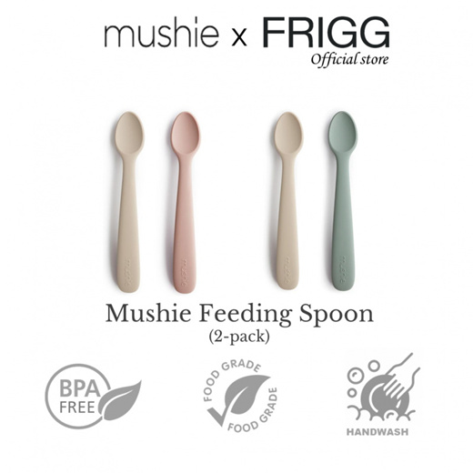 (2-Pack) Mushie Baby Feeding Spoons Baby Food Easy To Clean Safe Can Be  Used with Bibs (Silicone)