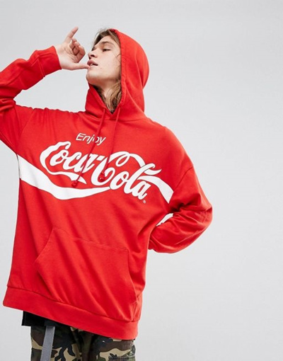 Qoo10 Bershka Hoodie Dengan Coca Cola Slogan In Red 