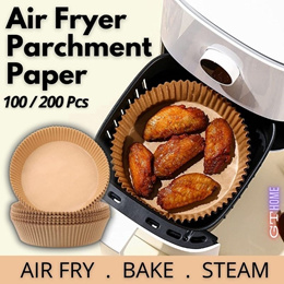 200/100/75/50/30/10PCS Air Fryer Disposable Paper Liner Non-Stick Natural Parchment  Paper Air Fryer Parchment Paper Liners Baking Paper Filters for AirFryer  Micro-wave Pans Accessories