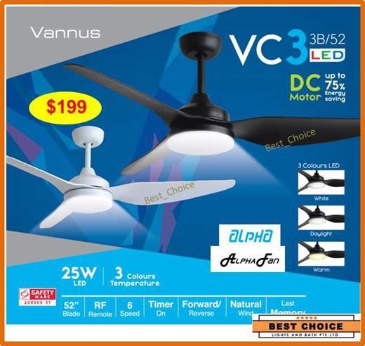 alpha ceiling fan with led light