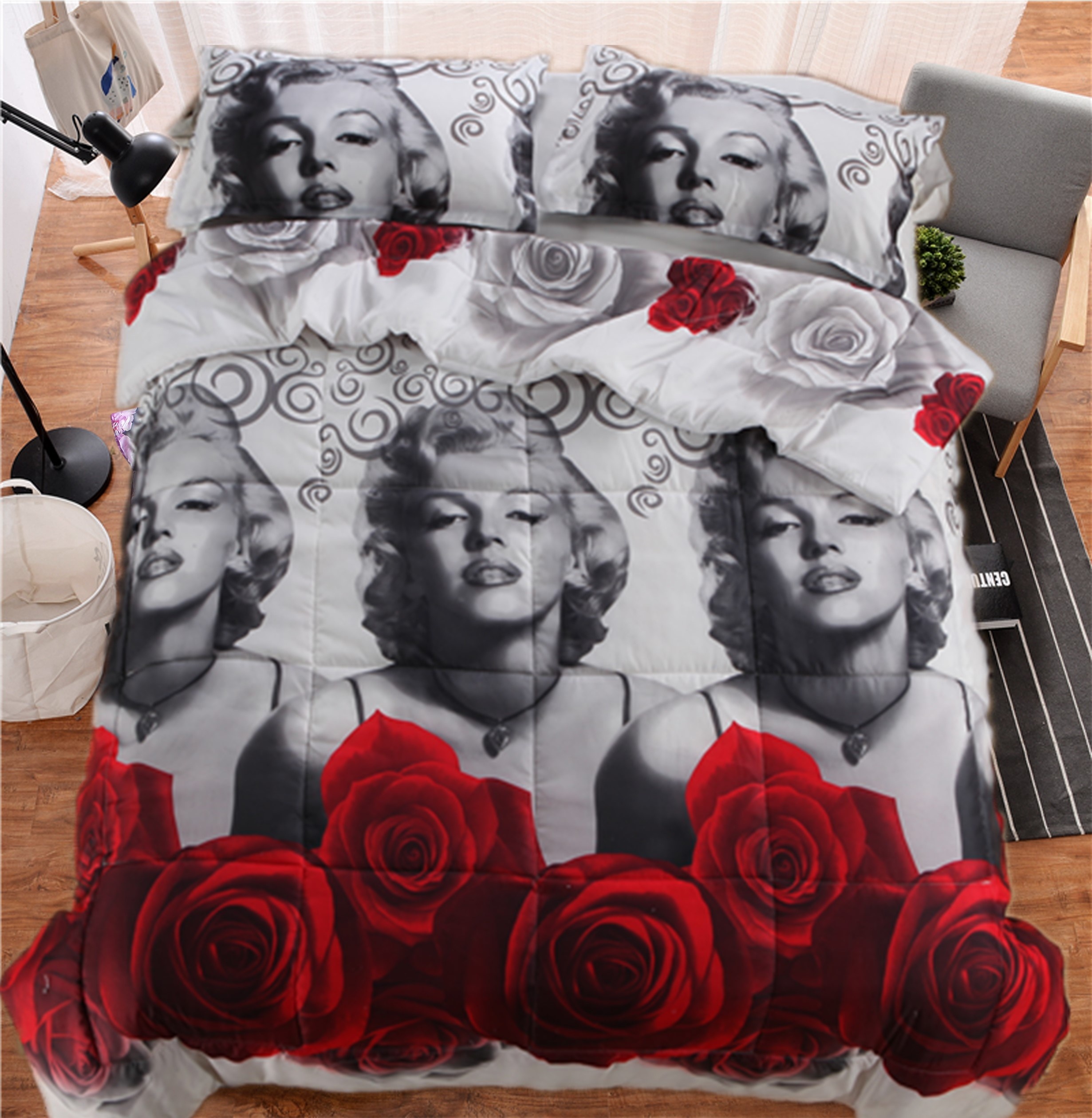 Qoo10 Fashion 3d Marilyn Monroe Duvet Set 3d Oil Painting Bed