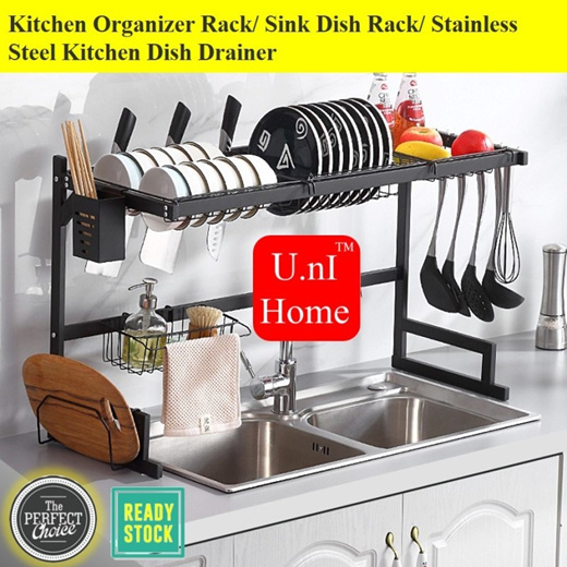 Quickmart Dish Drainer Kitchen Rack Plastic 3 in 1 Large Sink Set