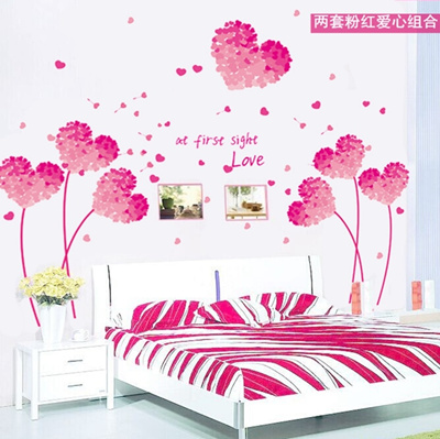 Pastoral Love Photo Wall Stickers Room Background Bed Bedroom Romantic Room Creative Self Adhesive P