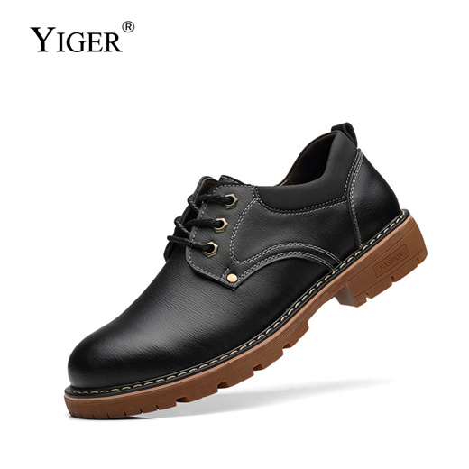man causal genuine Leather shoes lace 