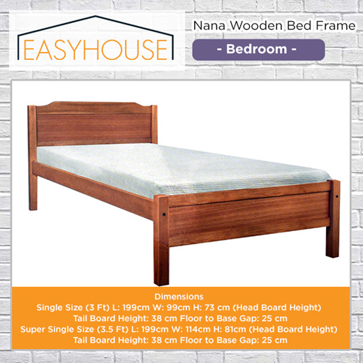 Qoo10 Nana Wooden Bed Frame Home, Super Single Bed Frame Dimensions