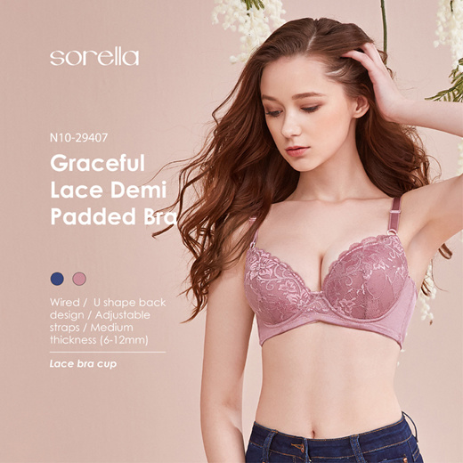 Qoo10 - Sorella Graceful Lace Demi Padded Bra N10-29407 : Lingerie &  Sleepwear