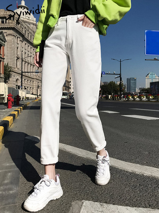 Syiwidii Red Jeans Woman High Waist Straight Y2k Fashion 2022 New Vintage  Streetwear Denim Pants Wide