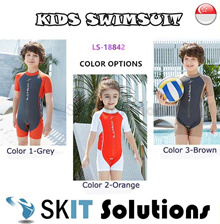 KIDS Swimsuit ★ LS-18842 Short Sleeve Swimming Costume Wear Suit ★Cap Included★Swim Clothes Boy Girl