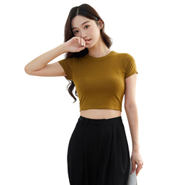 2024 new style women Bra Top/Short length slim fit t-shirt/ Lady  Yoga sport  shirt with bra