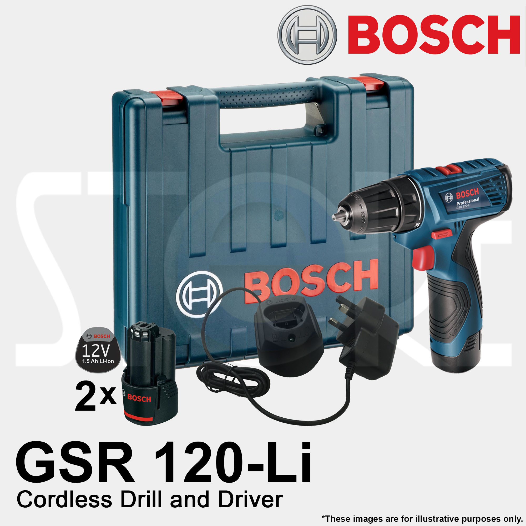 Solhome Bosch Gsr 120 Li 12v Cordless Power Drill Driver Free