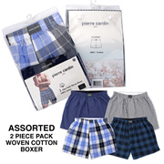 Pierre Cardin| 2 Piece Pack |  100% Cotton | Men Underwear Woven Boxer(PU1409B2S )
