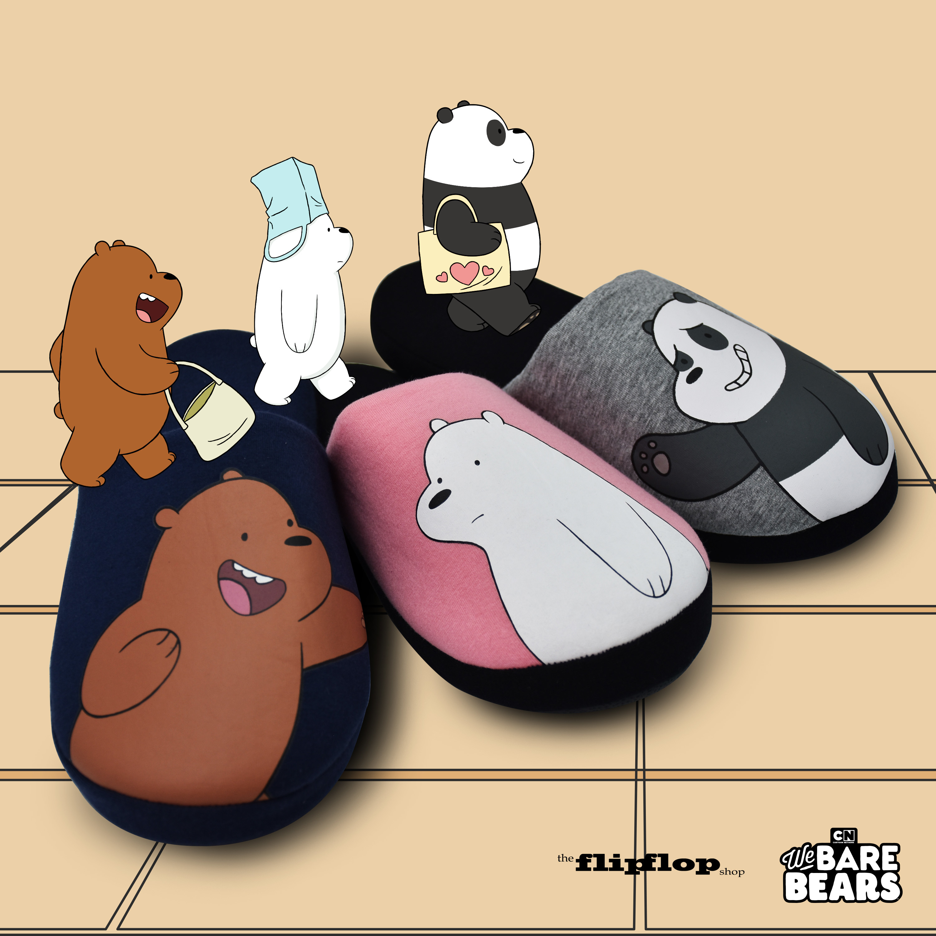 Qoo10 - We Bare Bears Indoor Slippers 