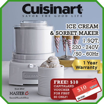 FREE CAPITALLAND VOUCHER $10 .First 80 pcs! Cuisinart ICE 21HK Ice Cream Sorbet Maker 1.5QT Deals for only S$199 instead of S$199