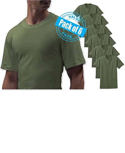 Andrew Scott Big Man 6 Pack Military Green Cotton Crew Neck Short Sleeve T Shirts
