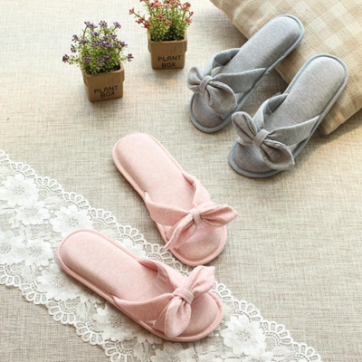 Wholesale Bowtie Cotton Soft Home Slippers Women Cute Bedroom Slippers
