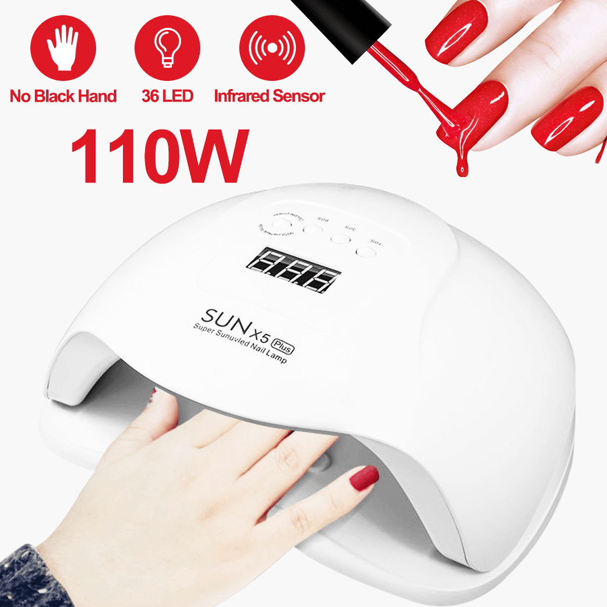 Qoo10 110w Nail Lamp Uv Led Sun X5 Plus Gel Manicure Curing Fast Drying Body Nail Care