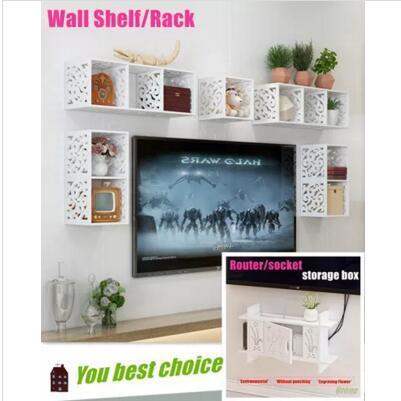 Qoo10 Wall Shelf Router Storage Box Wall Rack Bookshelf