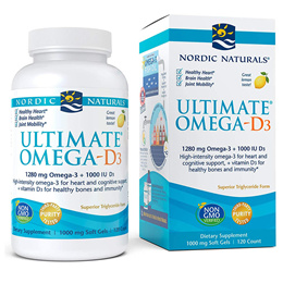 노르딕 내추럴 얼티미트 오메가 3 비타민 D3 120정 Nordic Naturals Ultimate Omega-D3 Lemon Flavor