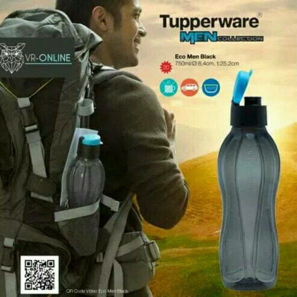 [ AUTHENTIC TUPPERWARE ] ECOMAN BLACK I XTREME BOTTLE WITH STRAW I FHASION ECO Deals for only Rp86.000 instead of Rp98.851