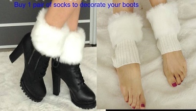 faux fur boot socks