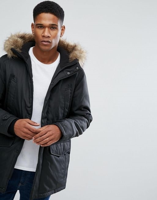 jack & jones parka with faux fur hood