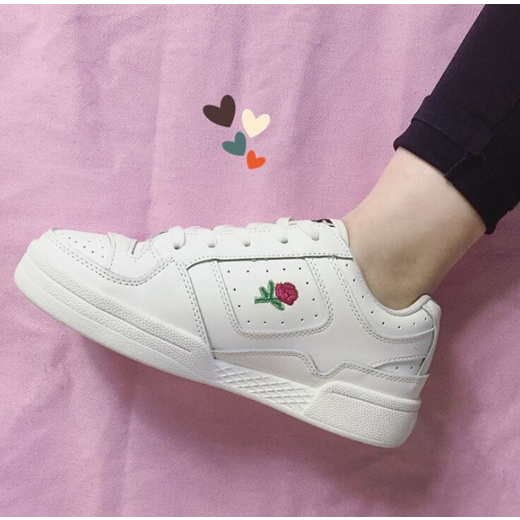 white shoes with roses