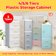 【Type C】Cabinet 4/5/6 Tier - Plastic Storage Box Drawer Organizer Container Rack/ Cartoon Design Ava